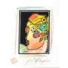 Image 2 : Peter Max- Original Mixed Media with Watercolor and Color Pencil "Lady Profile With Flower II (B&W S