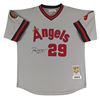 Image 1 : Angels Rod Carew "HOF 91" Signed Grey Mitchell & Ness CC Jersey BAS (BECKETT COA)