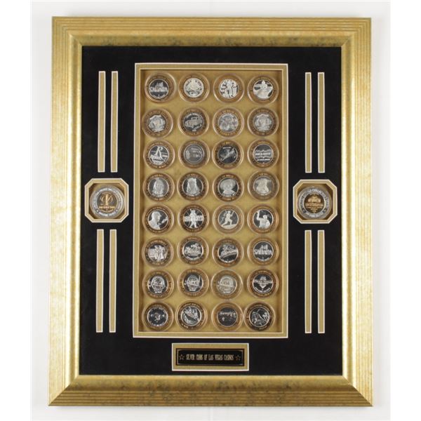 Silver Coins of Las Vegas Casinos 19x23 Custom Framed Display ( .999 fine silver)