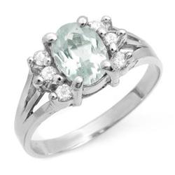 CERTIFIED 1.43ctw DIAMOND & AQUAMARINE RING WHITE GOLD