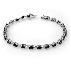 CERTIFIED 9.10ctw SAPPHIRE TENNIS BRACELET WHITE GOLD
