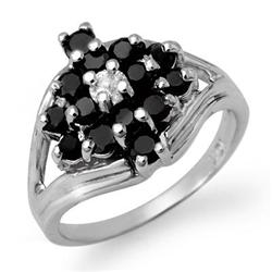 CERTIFIED 1.01ctw WHITE & BLACK DIAMOND RING WHITE GOLD