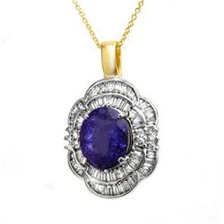 CERTIFIED 5.60ctw TANZANITE & DIAMOND PENDANT 14KT GOLD