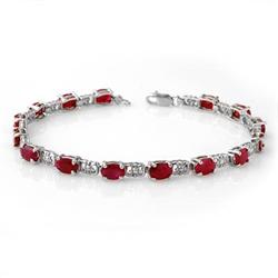 ACA CERTIFIED 8.40ctw RUBY TENNIS BRACELET WHITE GOLD
