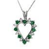 Image 1 : CERTIFIED .80 ctw EMERALD & DIAMOND HEART PENDANT GOLD
