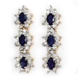 CERTIFIED 5.88ctw SAPPHIRE & DIAMOND EARRINGS 14KT GOLD