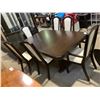 Image 2 : DINING TABLE 66 X 41" WITH LEAF INSERT, 6 CHAIRS, & HUTCH 78.5 X 44"