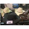 Image 2 : 3 COWBOY HATS, LEATHER BELT, & 2 PAIRS OF SHOES SIZES 9