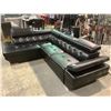 Image 1 : BLACK 2-PIECE LEATHER SECTIONAL SOFA WITH ADJUSTABLE HEAD & ARM RESTS