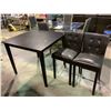Image 2 : BLACK WOOD TABLE & 2 CHAIRS APPROX 41.5"W X 41.5"L X 36"H (SCRATCHES ON TABLE TOP SURFACE)