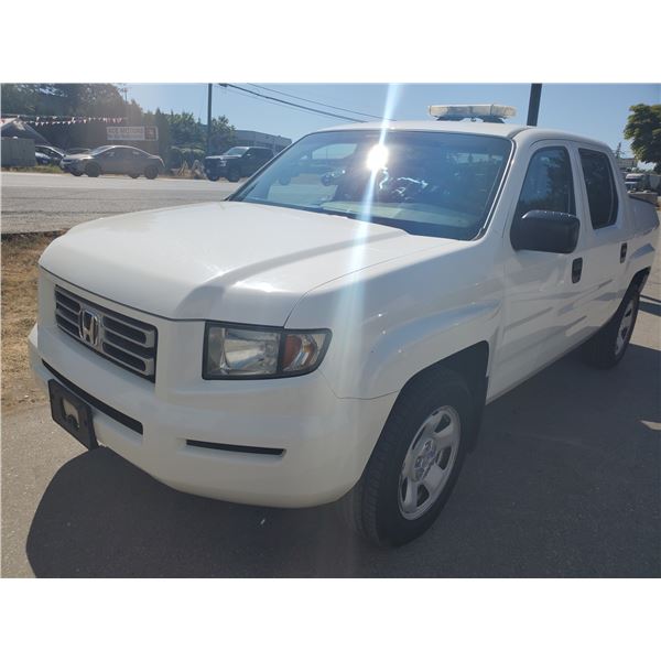 2008 HONDA RIDGELINE 4WD, 4DR CREW CAB, WHITE, GAS, AUTOMATIC, VIN#2HJYK16428H000369, 64,223KMS,