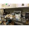 Image 1 : ASSORTED SET DEC PROP ITEMS, BOOK ENDS, LOCKING CASE, EXTENSION CORDS AND MORE