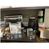 Image 2 : ASSORTED SET DEC PROP ITEMS, BOOK ENDS, LOCKING CASE, EXTENSION CORDS AND MORE