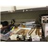 Image 3 : ASSORTED SET DEC PROP ITEMS, BOOK ENDS, LOCKING CASE, EXTENSION CORDS AND MORE