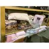 Image 2 : ASSORTED LINENS AND PILLOWS (2 SHELVES)