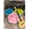Image 1 : 2 SMALL TABLES, CHILDREN'S CHAIR AND GUITAR