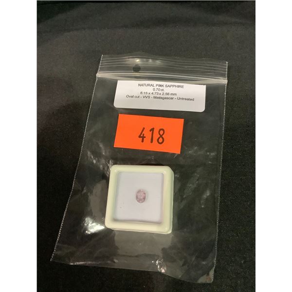 NATURAL PINK SAPPHIRE 0.70CT, 6.15 X 4.73 X 2.56MM, OVAL CUT, VVS CLARITY, MADAGASCAR, UNHEATED