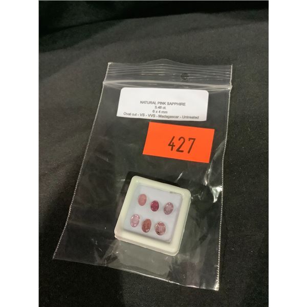 NATURAL PINK SAPPHIRE 3.48CT, 6 X 4MM, OVAL CUT, VS-VVS CLARITY, MADAGASCAR, UNTREATED