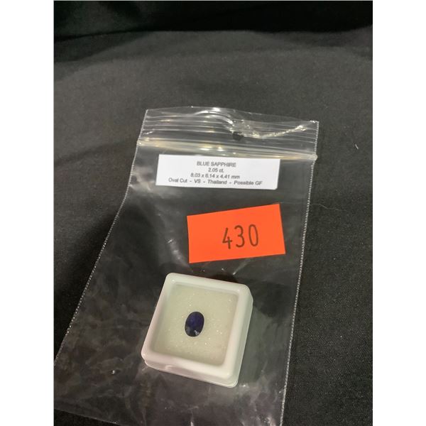 BLUE SAPPHIRE 2.05CT, 8.03 X 6.14 X 4.41MM, OVAL CUT, VS CLARITY, THAILAND, POSSIBLE GF