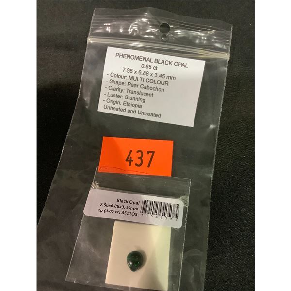 BLACK OPAL 0.85CT, 7.96 X 6.88 X 3.45MM, MULTI COLOUR, PEAR CABOCHON, TRANSLUCENT, ETHIOPIA,