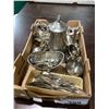 Image 1 : BOX OF ASSORTED SILVER TONE CUTLERY AND DISHWARE