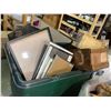 Image 2 : ROLLING BIN OF ASSORTED MUSEUM ITEMS AND FRAMES (BIN NOT INCLUDED)