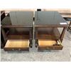 Image 2 : SET OF 1 DRAWER SIDE TABLES WITH SMOKED GLASS TOP APPROX 21" X 21.5" X 26" AND TV STAND (SMOKED