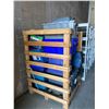 Image 2 : LARGE WOODEN CRATE FULL OF VARIOUS PLASTIC TOTES