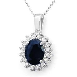 ACA CERTIFIED 3.69ctw SAPPHIRE & DIAMOND PENDANT GOLD