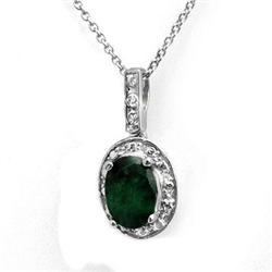 CERTIFIED 1.02ct EMERALD & DIAMOND PENDANT WHITE GOLD