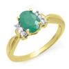 Image 1 : CERTIFIED 0.96 ctw EMERALD & DIAMOND RING YELLOW GOLD