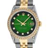 Image 1 : Rolex Mens 2 Tone Green Vignette Diamond Lugs Datejust Wristwatch