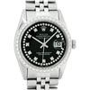 Image 1 : Rolex Mens Stainless Steel Black String Diamond 36MM Oyster Perpetual Datejust