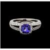Image 2 : 14KT White Gold 1.34 ctw Tanzanite and Diamond Ring
