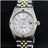 Image 1 : Rolex Mens 2 Tone Silver & Emerald Diamond 36 Oyster Perpetual Datejust Wriswatc