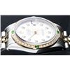 Image 3 : Rolex Mens 2 Tone Silver & Emerald Diamond 36 Oyster Perpetual Datejust Wriswatc