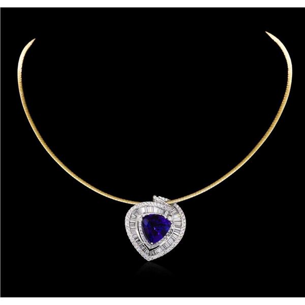 14KT Two-Tone Gold 10.88 ctw Tanzanite and Diamond Pendant With Chain