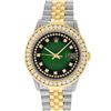 Image 2 : Rolex Mens 2 Tone Green Vignette String VS 3 ctw Channel Set Diamond Datejust Wr