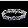 Image 1 : 14KT White Gold 9.85 ctw Tanzanite and Diamond Bracelet