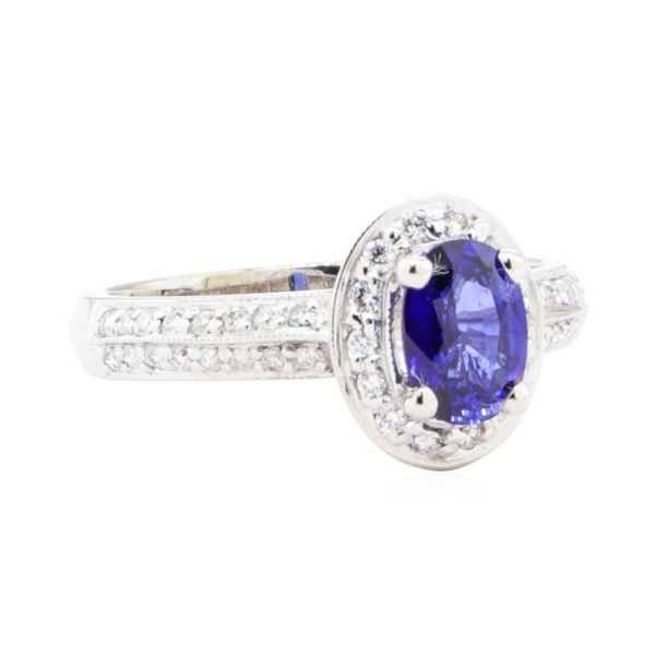 1.35 ctw Sapphire And Diamond Ring - 14KT White Gold