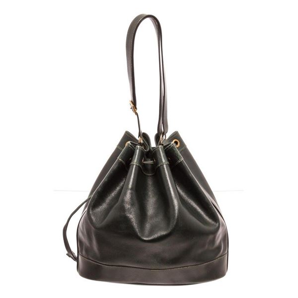 Hermes Dark Green Leather Market Bag