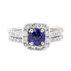 Image 2 : 1.66 ctw Sapphire And Diamond Ring And Attached Band - 14KT White Gold