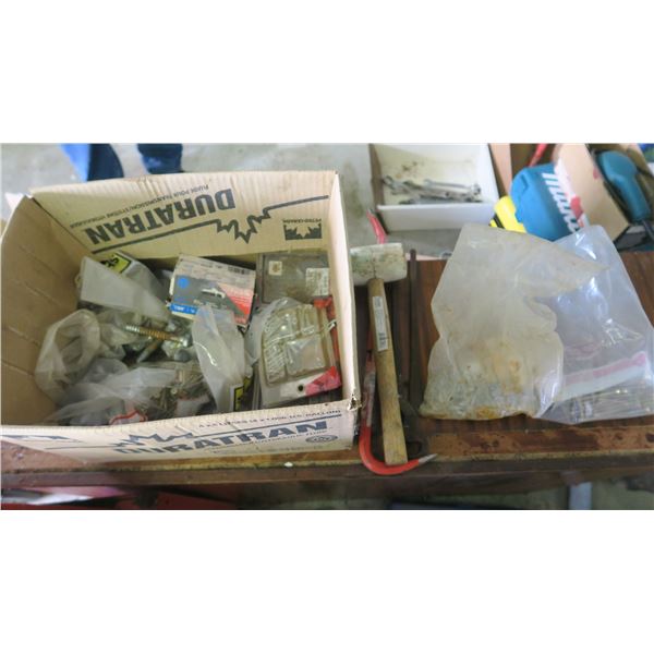 NUTS, BOLTS, SCREWS, HAMMER, NAIL PULLER, CROW BAR