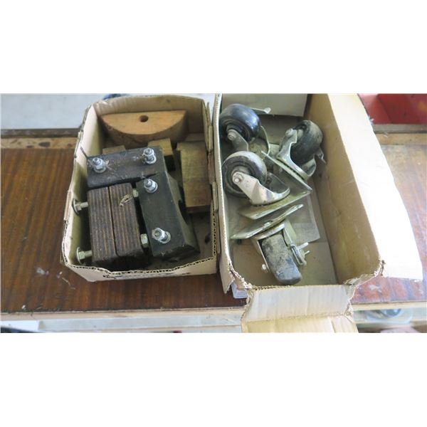LOT OF SHOP CASTERS, WOOD BLOCK MOULDS