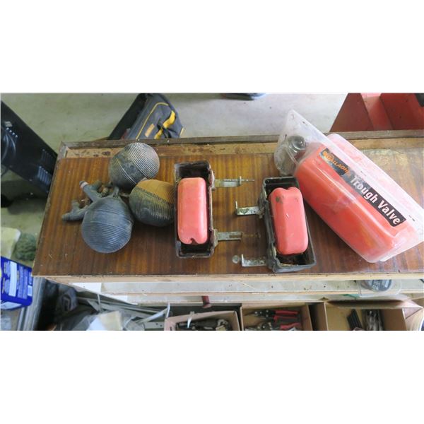 WATER TROUGH FLOATS 1 NEW + 3 MISC FLOATS