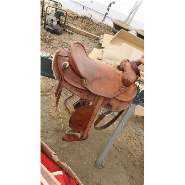 PONY SADDLE W/ STIRRUPS MADE BY WESTERN RAWHIDE 12"