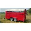 Image 2 : 16' FACTORY BUILT LIFT OFF STOCK TRAILER, INSIDE SWIG GATE, REAR W\SWING AND SLIDING DOORS, GOOD FLO