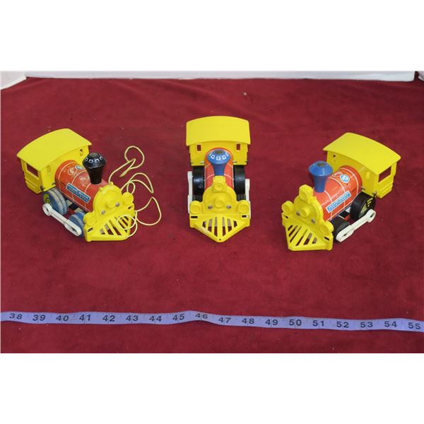 Lot of 3 Fisher Price 1964 Toy Trains