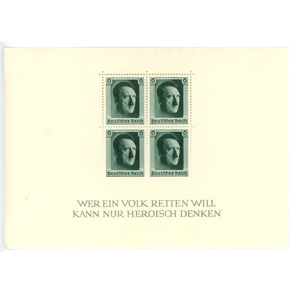 German 1937 commemorate Hitler 48th birthday souvenir sheet V.F.