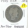 Image 1 : USA 1905 barber half dollar .900 silver